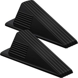 image:imageFrienda 2 Pcs Heavy Duty Rubber Door Stops Wedge StackableWhiteBlack