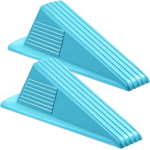 image:imageFrienda 2 Pcs Heavy Duty Rubber Door Stops Wedge StackableWhiteBlue