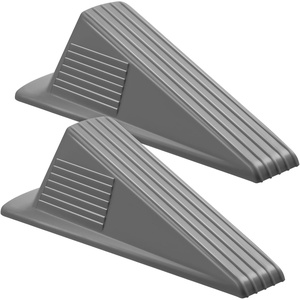 image:imageFrienda 2 Pcs Heavy Duty Rubber Door Stops Wedge StackableWhiteGray