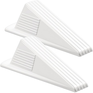 image:imageFrienda 2 Pcs Heavy Duty Rubber Door Stops Wedge StackableWhiteWhite
